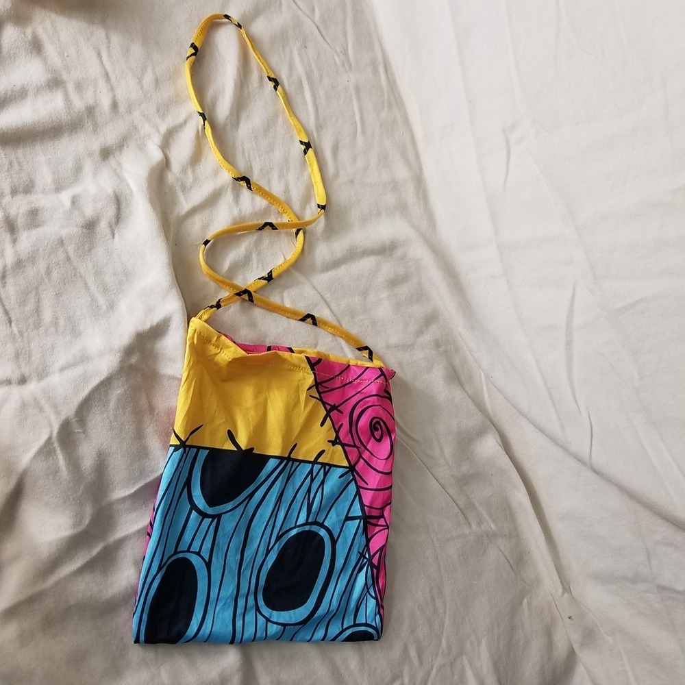 Nightmare before Christmas sally dress purse wig girls size 110 (5-6) halloween - Picture 10 of 14